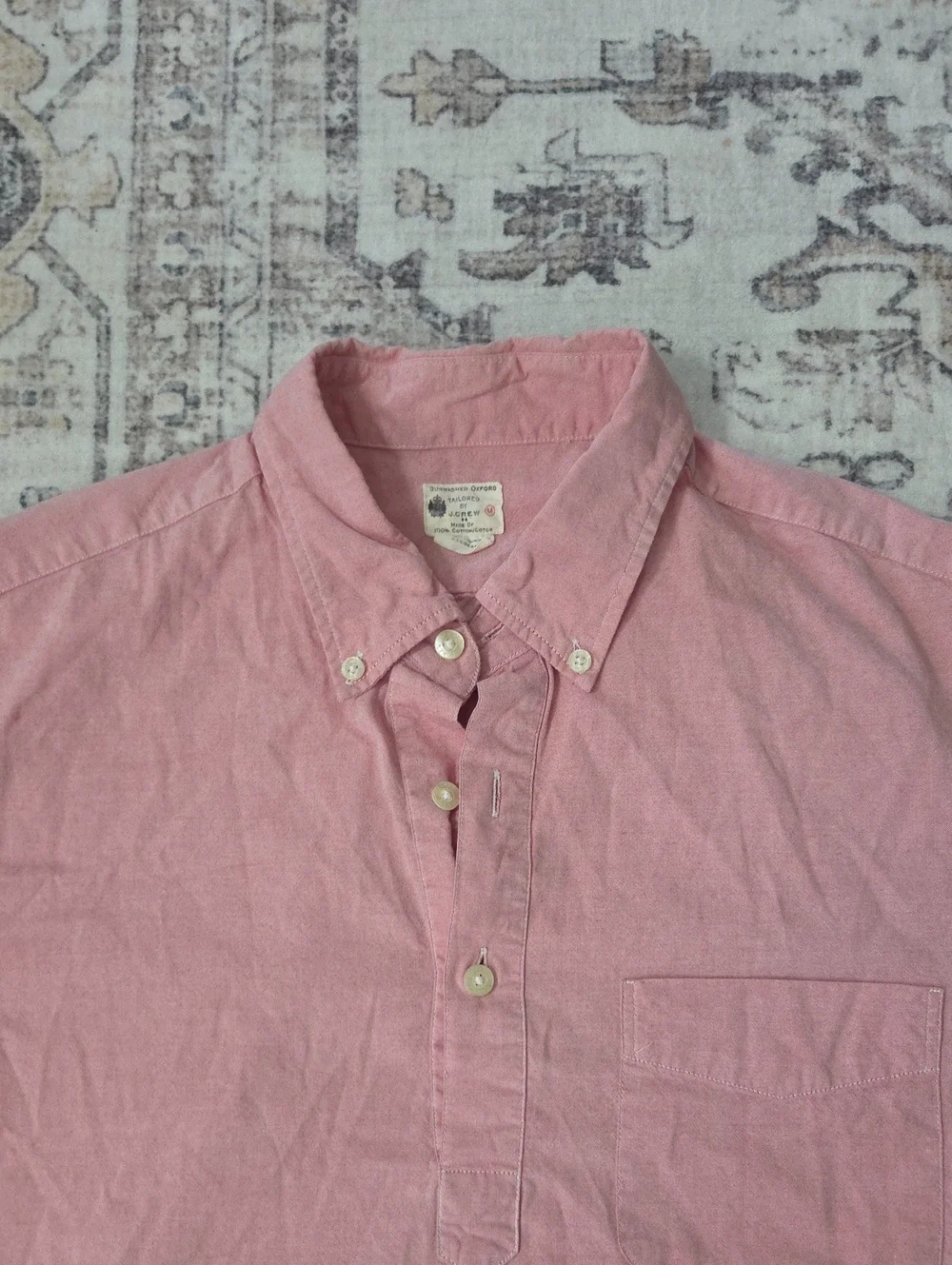 J Crew Men's Pink Oxford Short Sleeve